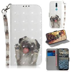 Pug Dog 3D Painted Leather Wallet Phone Case for Nokia 2.4