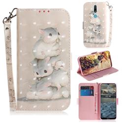 Three Squirrels 3D Painted Leather Wallet Phone Case for Nokia 2.4