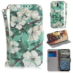 Watercolor Flower 3D Painted Leather Wallet Phone Case for Nokia 2.4