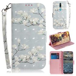 Magnolia Flower 3D Painted Leather Wallet Phone Case for Nokia 2.4