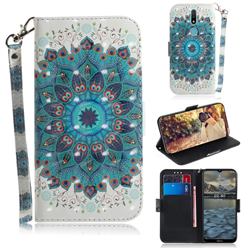 Peacock Mandala 3D Painted Leather Wallet Phone Case for Nokia 2.4