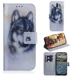 Snow Wolf PU Leather Wallet Case for Nokia 2.4