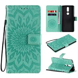 Embossing Sunflower Leather Wallet Case for Nokia 2.4 - Green