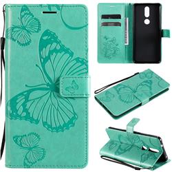 Embossing 3D Butterfly Leather Wallet Case for Nokia 2.4 - Green