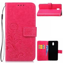 Embossing Imprint Four-Leaf Clover Leather Wallet Case for Nokia 3 Nokia3 - Rose