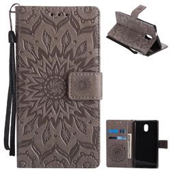 Embossing Sunflower Leather Wallet Case for Nokia 3 Nokia3 - Gray