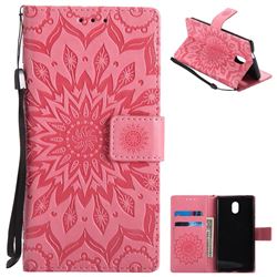 Embossing Sunflower Leather Wallet Case for Nokia 3 Nokia3 - Pink