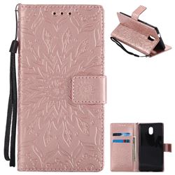 Embossing Sunflower Leather Wallet Case for Nokia 3 Nokia3 - Rose Gold