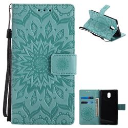 Embossing Sunflower Leather Wallet Case for Nokia 3 Nokia3 - Green