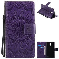Embossing Sunflower Leather Wallet Case for Nokia 3 Nokia3 - Purple