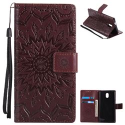 Embossing Sunflower Leather Wallet Case for Nokia 3 Nokia3 - Brown