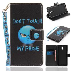 Not Touch My Phone Hand Strap Leather Wallet Case for Nokia 3 Nokia3
