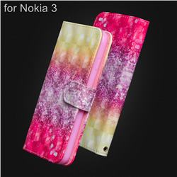 Gradient Rainbow 3D Painted Leather Wallet Case for Nokia 3 Nokia3