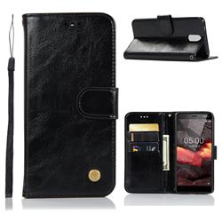 Luxury Retro Leather Wallet Case for Nokia 3.1 - Black