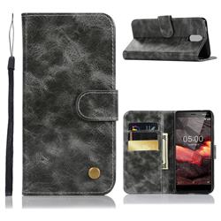 Luxury Retro Leather Wallet Case for Nokia 3.1 - Gray