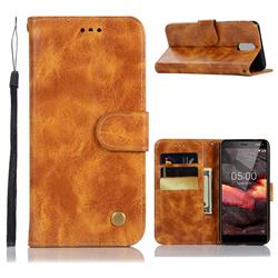 Luxury Retro Leather Wallet Case for Nokia 3.1 - Golden
