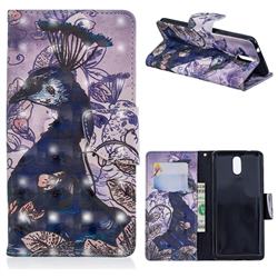 Purple Peacock 3D Painted Leather Wallet Phone Case for Nokia 3.1