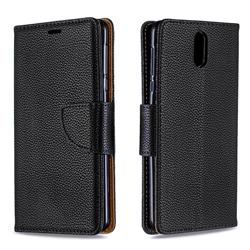 Classic Luxury Litchi Leather Phone Wallet Case for Nokia 3.1 - Black