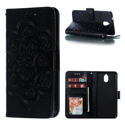 Intricate Embossing Datura Solar Leather Wallet Case for Nokia 3.1 - Black