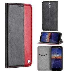 Classic Business Ultra Slim Magnetic Sucking Stitching Flip Cover for Nokia 3.1 - Red