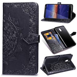 Embossing Imprint Mandala Flower Leather Wallet Case for Nokia 3.1 - Black