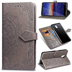 Embossing Imprint Mandala Flower Leather Wallet Case for Nokia 3.1 - Gray