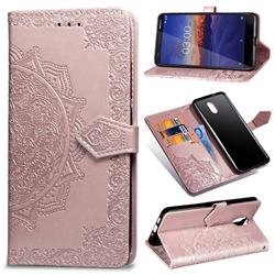 Embossing Imprint Mandala Flower Leather Wallet Case for Nokia 3.1 - Rose Gold