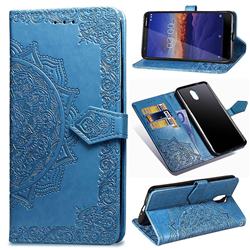 Embossing Imprint Mandala Flower Leather Wallet Case for Nokia 3.1 - Blue