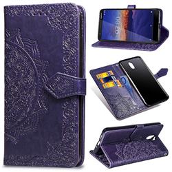 Embossing Imprint Mandala Flower Leather Wallet Case for Nokia 3.1 - Purple