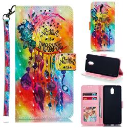 Flower Wind Chimes 3D Painted Leather Phone Wallet Case for Nokia 3.1