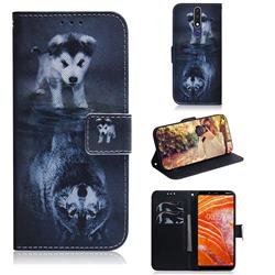 Wolf and Dog PU Leather Wallet Case for Nokia 3.1 Plus