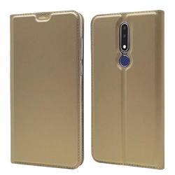 Ultra Slim Card Magnetic Automatic Suction Leather Wallet Case for Nokia 3.1 Plus - Champagne