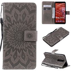 Embossing Sunflower Leather Wallet Case for Nokia 3.1 Plus - Gray
