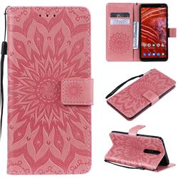 Embossing Sunflower Leather Wallet Case for Nokia 3.1 Plus - Pink