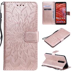 Embossing Sunflower Leather Wallet Case for Nokia 3.1 Plus - Rose Gold