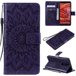 Embossing Sunflower Leather Wallet Case for Nokia 3.1 Plus - Purple
