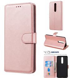 Retro Calf Matte Leather Wallet Phone Case for Nokia 3.1 Plus - Pink