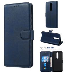 Retro Calf Matte Leather Wallet Phone Case for Nokia 3.1 Plus - Blue