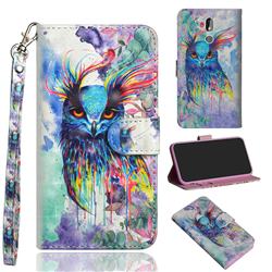 Watercolor Owl 3D Painted Leather Wallet Case for Nokia 3.2