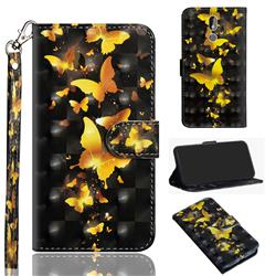 Golden Butterfly 3D Painted Leather Wallet Case for Nokia 3.2