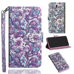 Swirl Flower 3D Painted Leather Wallet Case for Nokia 3.2