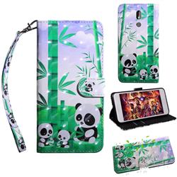Eating Bamboo Pandas 3D Painted Leather Wallet Case for Nokia 3.2