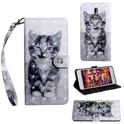Smiley Cat 3D Painted Leather Wallet Case for Nokia 3.2
