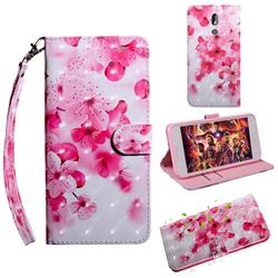 Peach Blossom 3D Painted Leather Wallet Case for Nokia 3.2