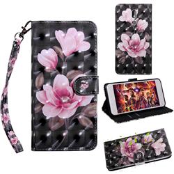 Black Powder Flower 3D Painted Leather Wallet Case for Nokia 3.2