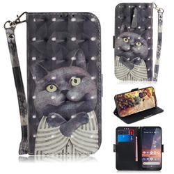 Cat Embrace 3D Painted Leather Wallet Phone Case for Nokia 3.2