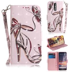 Butterfly High Heels 3D Painted Leather Wallet Phone Case for Nokia 3.2