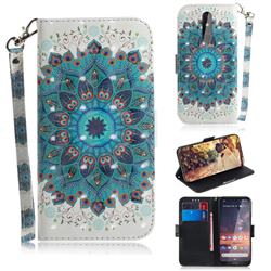 Peacock Mandala 3D Painted Leather Wallet Phone Case for Nokia 3.2