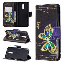 Golden Shining Butterfly Leather Wallet Case for Nokia 3.2