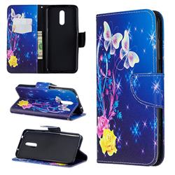 Yellow Flower Butterfly Leather Wallet Case for Nokia 3.2